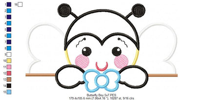 Cute Butterfly Boy – Appliqué – Machine Embroidery Design