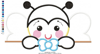 Sweet Peekaboo Butterfly Set – Appliqué – Machine Embroidery Design