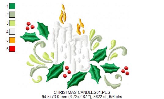Christmas Candles - Satin Stitch