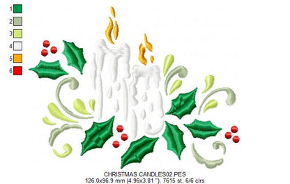 Christmas Candles - Satin Stitch
