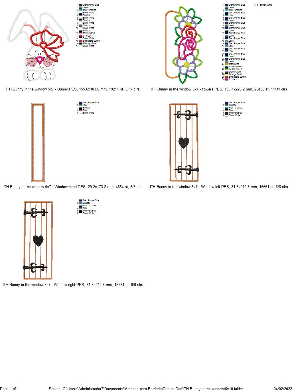 Bunny in the window Door Ornament - ITH Project - Machine Embroidery Design