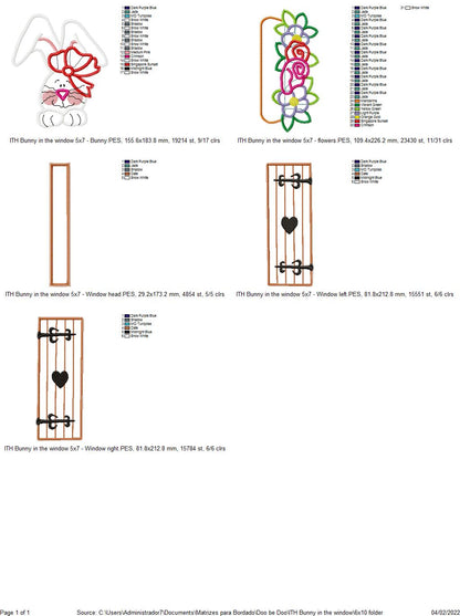 Bunny in the window Door Ornament - ITH Project - Machine Embroidery Design