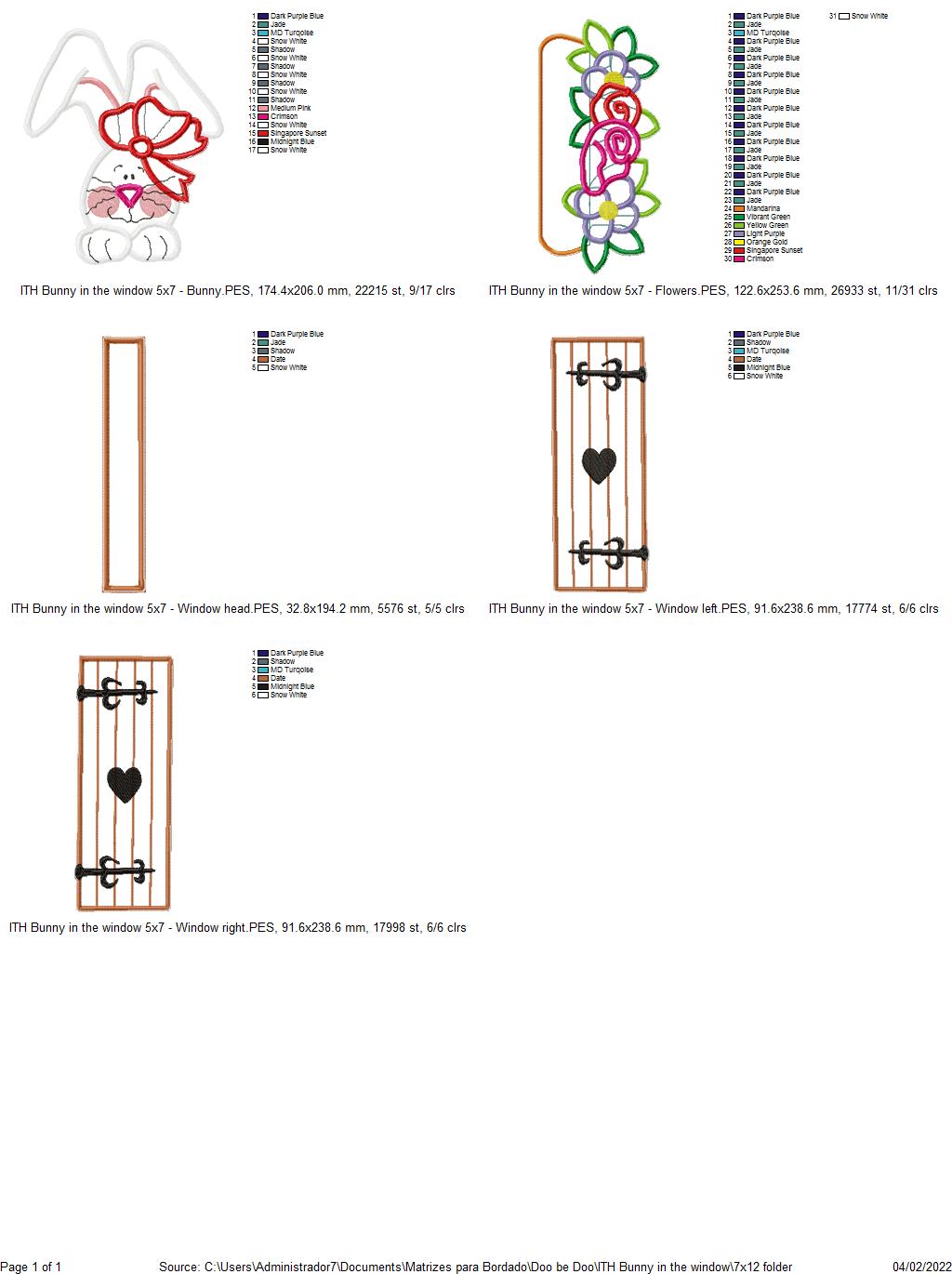 Bunny in the window Door Ornament - ITH Project - Machine Embroidery Design