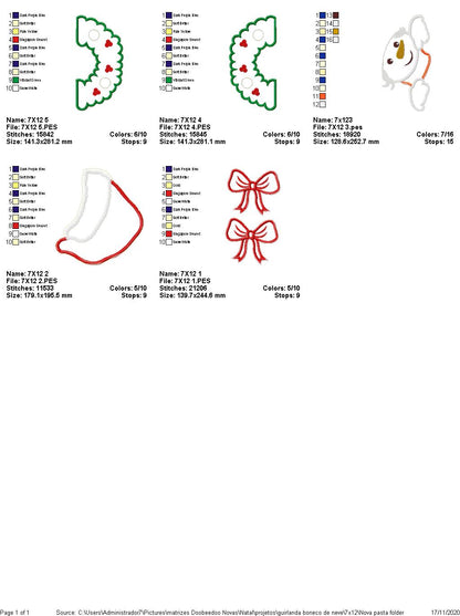 Snowman Wreath Christmas - ITH Project - Machine Embroidery Design