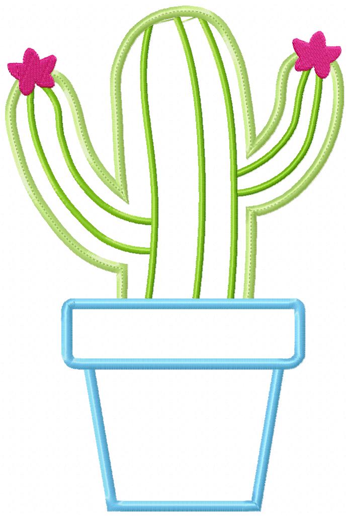 Cactus Vase - Applique - Machine Embroidery Design