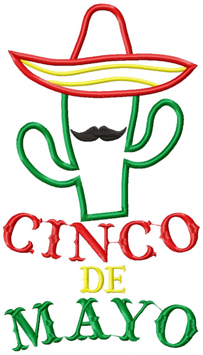 Cactus Mustache Cinco de Mayo - Applique