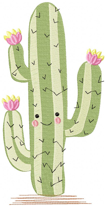 Happy Desert Cactus - Fill Stitch – Machine Embroidery Design