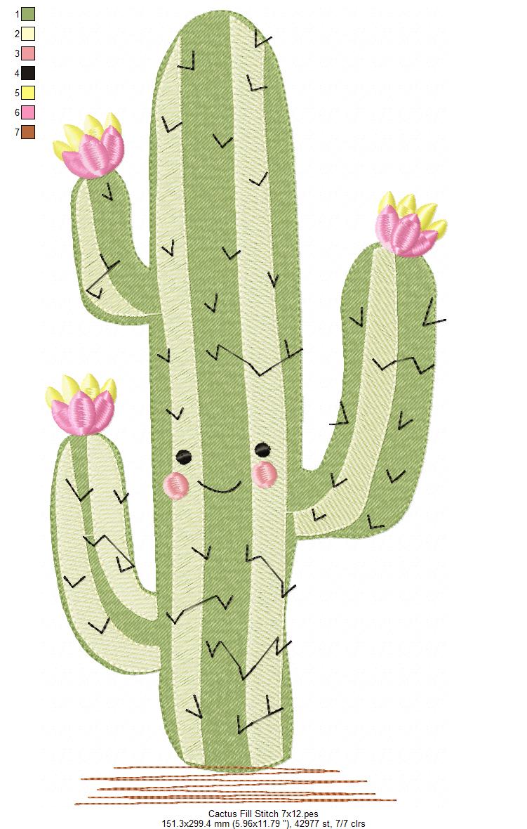 Happy Desert Cactus - Fill Stitch – Machine Embroidery Design
