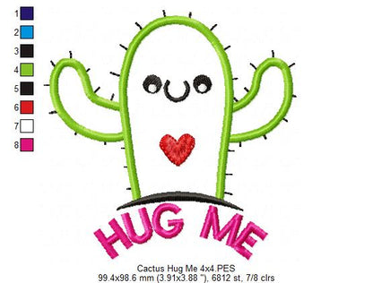 Cactus Hug Me - Applique