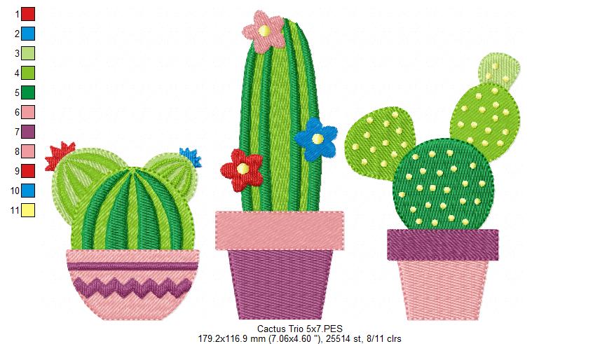 Cactus Trio - Fill Stitch