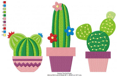Cactus Trio - Fill Stitch