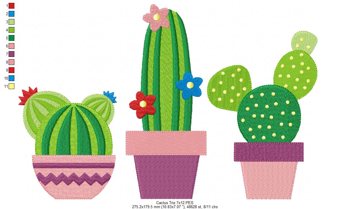 Cactus Trio - Fill Stitch