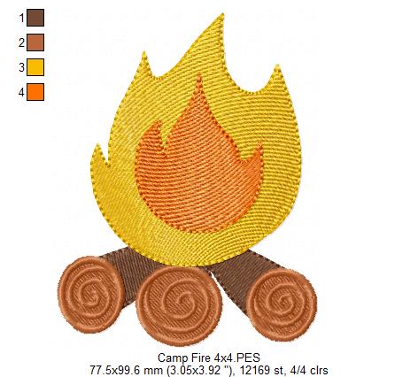 Camp Fire - Fill Stitch - Machine Embroidery Design