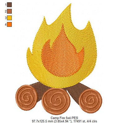 Camp Fire - Fill Stitch - Machine Embroidery Design