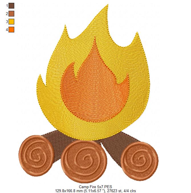 Camp Fire - Fill Stitch - Machine Embroidery Design