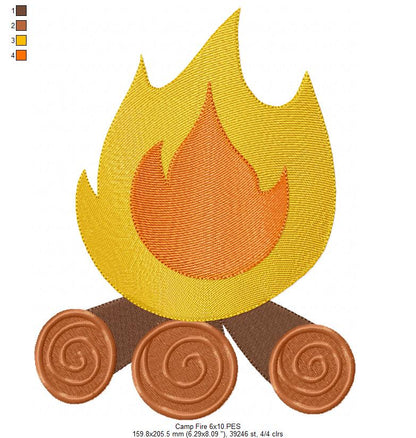 Camp Fire - Fill Stitch - Machine Embroidery Design