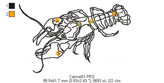 Cancer Constellation - Redwork