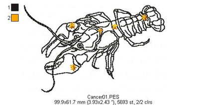 Cancer Constellation - Redwork