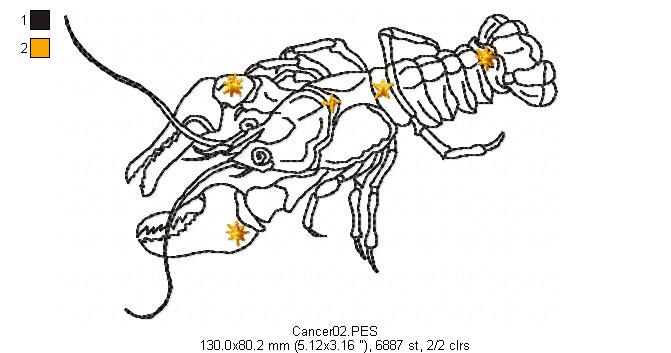 Cancer Constellation - Redwork