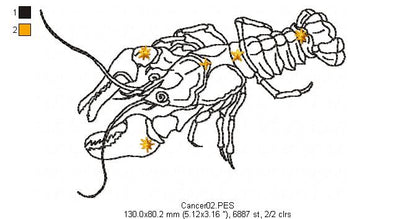 Cancer Constellation - Redwork