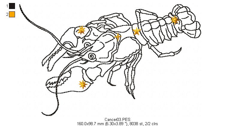 Cancer Constellation - Redwork