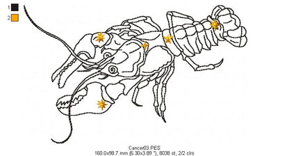 Cancer Constellation - Redwork
