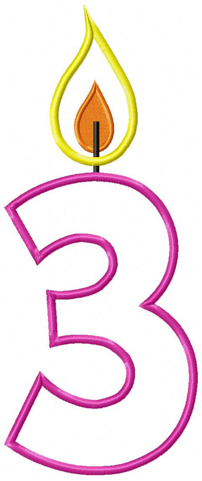 Birthday Candle Number Three - Applique