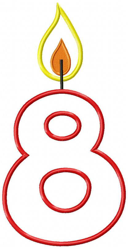 Birthday Candle Numbers Set 0–9 – Appliqué – Machine Embroidery Design