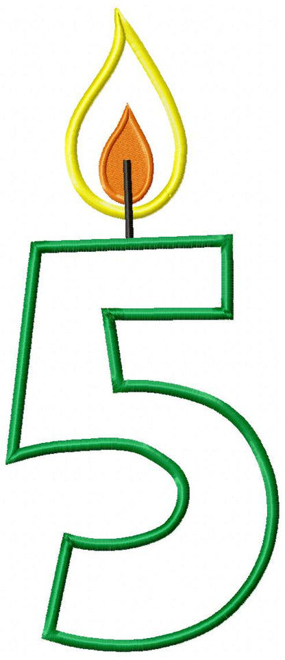 Birthday Candle Numbers Set 0–9 – Appliqué – Machine Embroidery Design