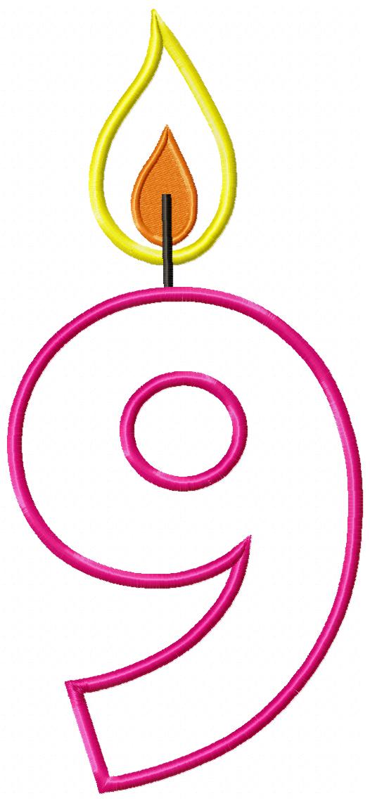Birthday Candles Number Nine - Applique