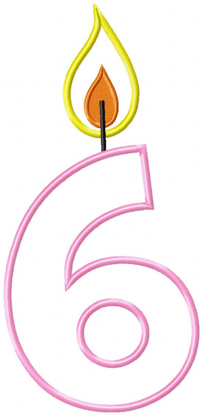 Birthday Candle Numbers Set 0–9 – Appliqué – Machine Embroidery Design