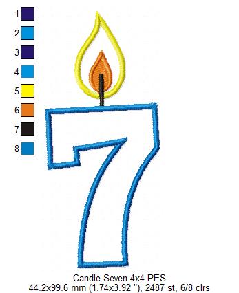 Birthday Candle Number Seven - Applique