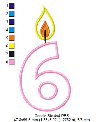 Birthday Candle Number Six - Applique