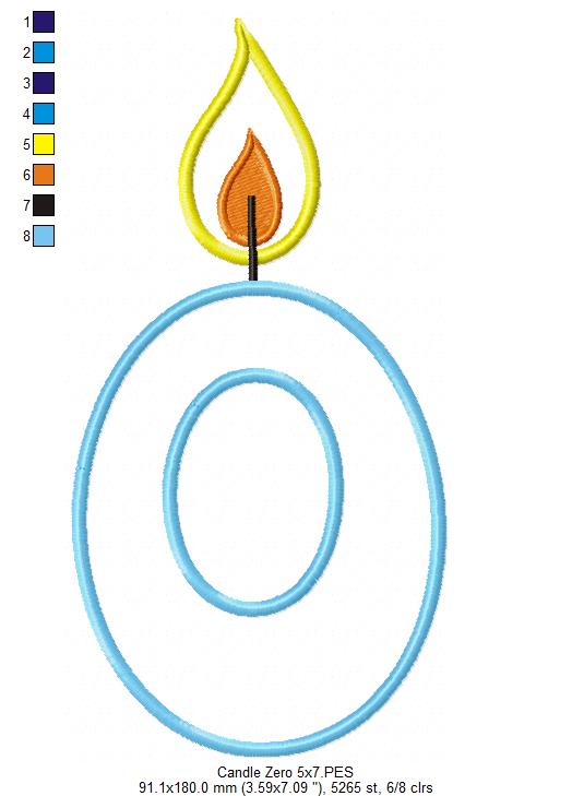 Birthday Candle Number 0 - Appliqué – Machine Embroidery Design
