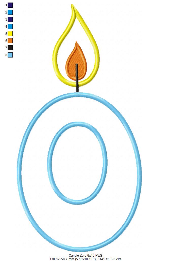 Birthday Candle Number 0 - Appliqué – Machine Embroidery Design