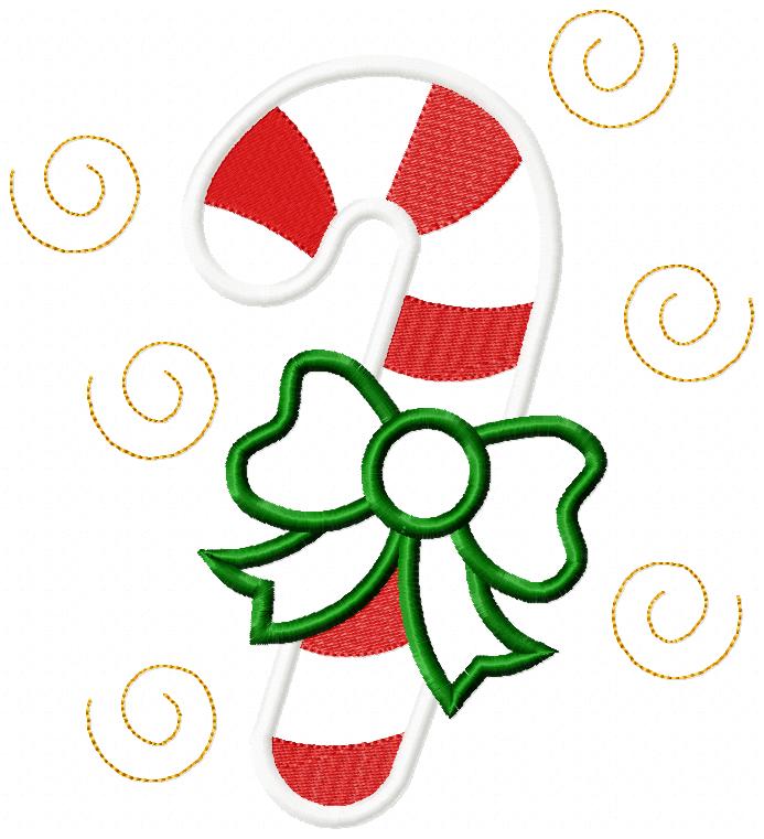 Candy Cane - Applique - Machine Embroidery Design
