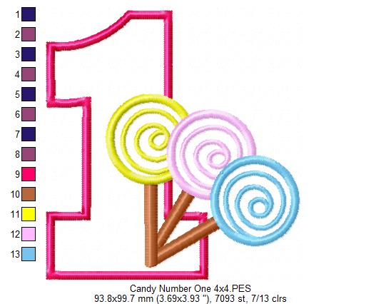 Lollipop Candy Number 1 One 1st Birthday - Applique