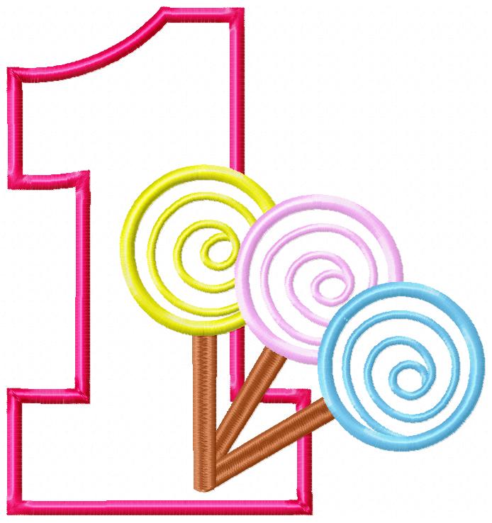 Lollipop Candy Number 1 One 1st Birthday - Applique