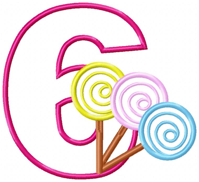 Lollipop Candy Birthday Set Numbers 0-9 - Applique