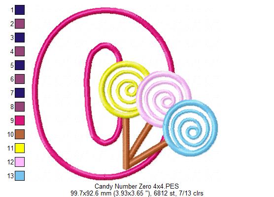 Lollipop Candy Number 0 Monogram O - Applique