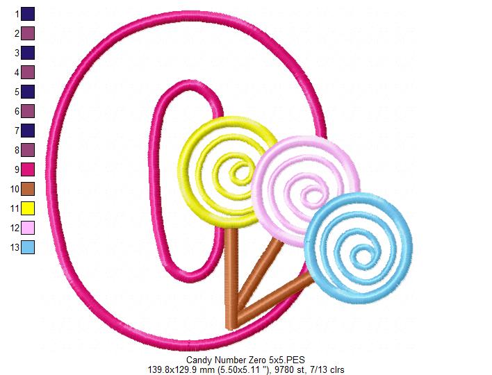 Lollipop Candy Number 0 Monogram O - Applique