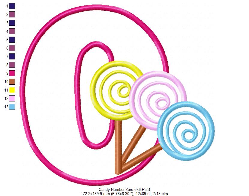 Lollipop Candy Number 0 Monogram O - Applique