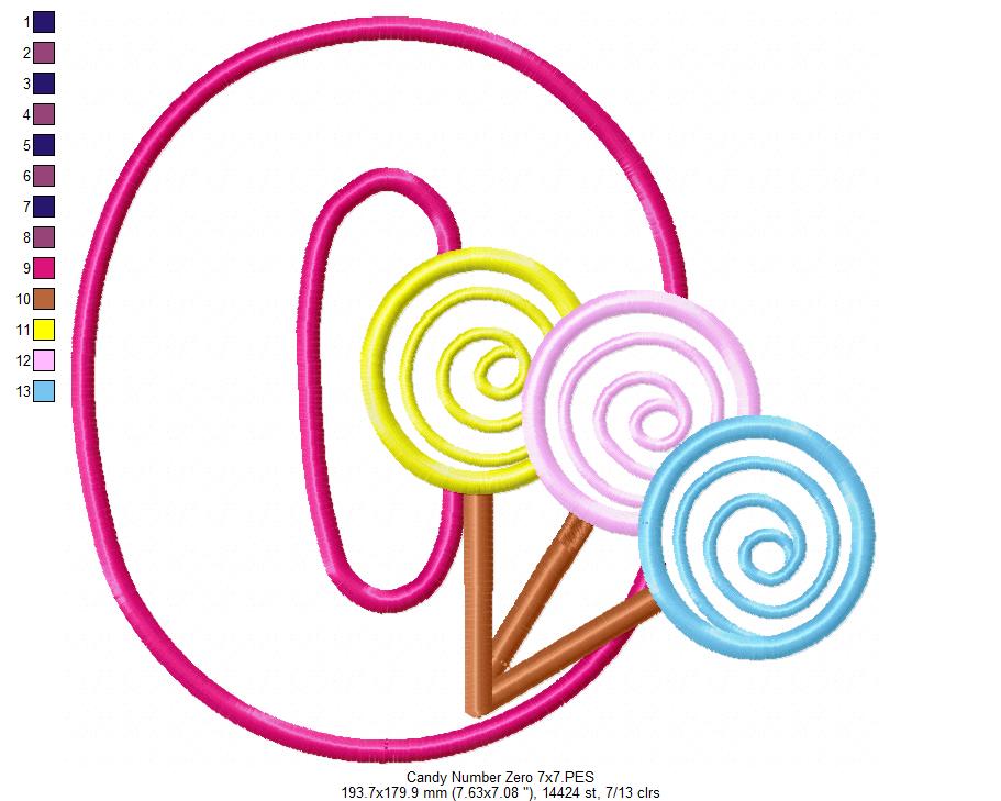 Lollipop Candy Number 0 Monogram O - Applique
