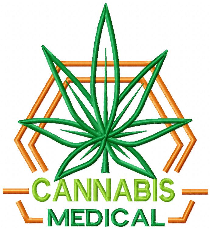 Cannabis Medical & Leaf 🌿 – Fill Stitch – Machine Embroidery Design