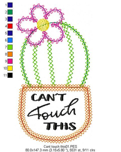 Cactus Vase - Applique - Machine Embroidery Design
