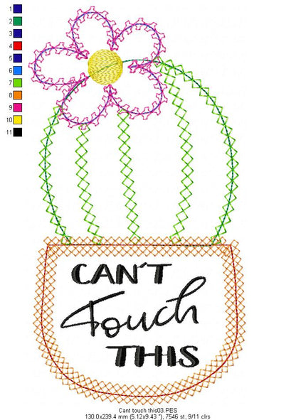 Cactus Vase - Applique - Machine Embroidery Design