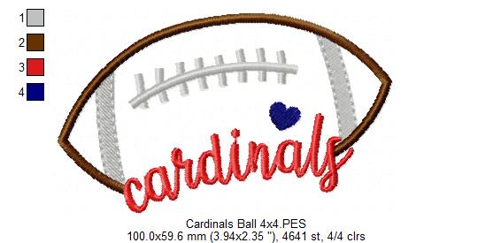 Cardinals Football Name – Satin Stitch – Machine Embroidery Design