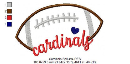Cardinals Football Name – Satin Stitch – Machine Embroidery Design