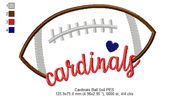 Cardinals Football Name – Satin Stitch – Machine Embroidery Design