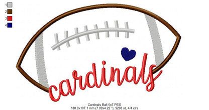 Cardinals Football Name – Satin Stitch – Machine Embroidery Design
